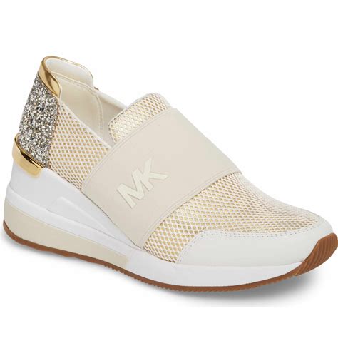 michael kors rose gold slip on sneakers jaquard|Michael Kors sneakers for women.